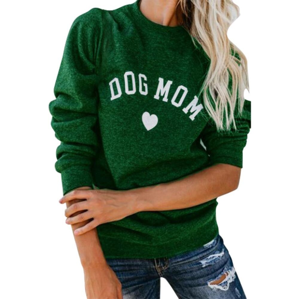 DOG MOM Letter Print Sweatshirt