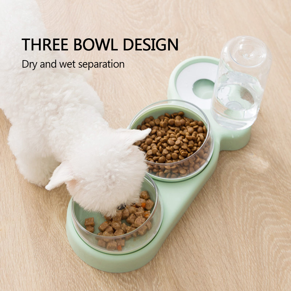 Pet Double Bowls Food Water Feeder With Auto Water Dispenser