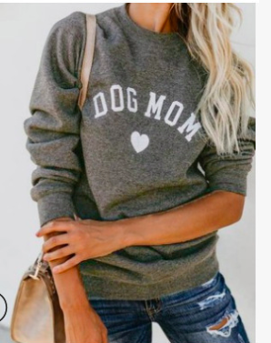DOG MOM Letter Print Sweatshirt