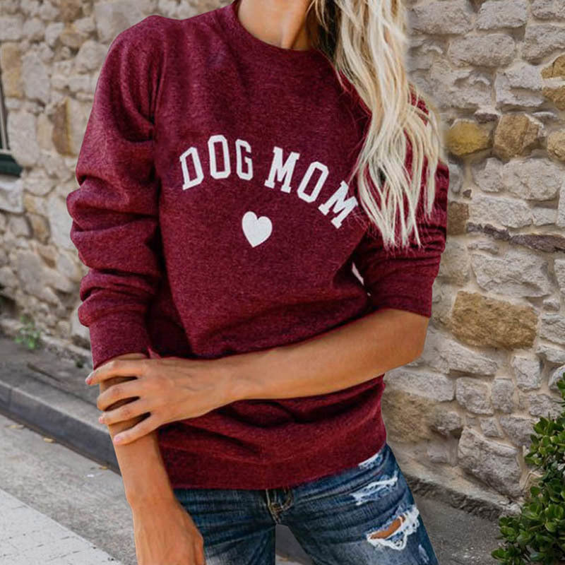 DOG MOM Letter Print Sweatshirt