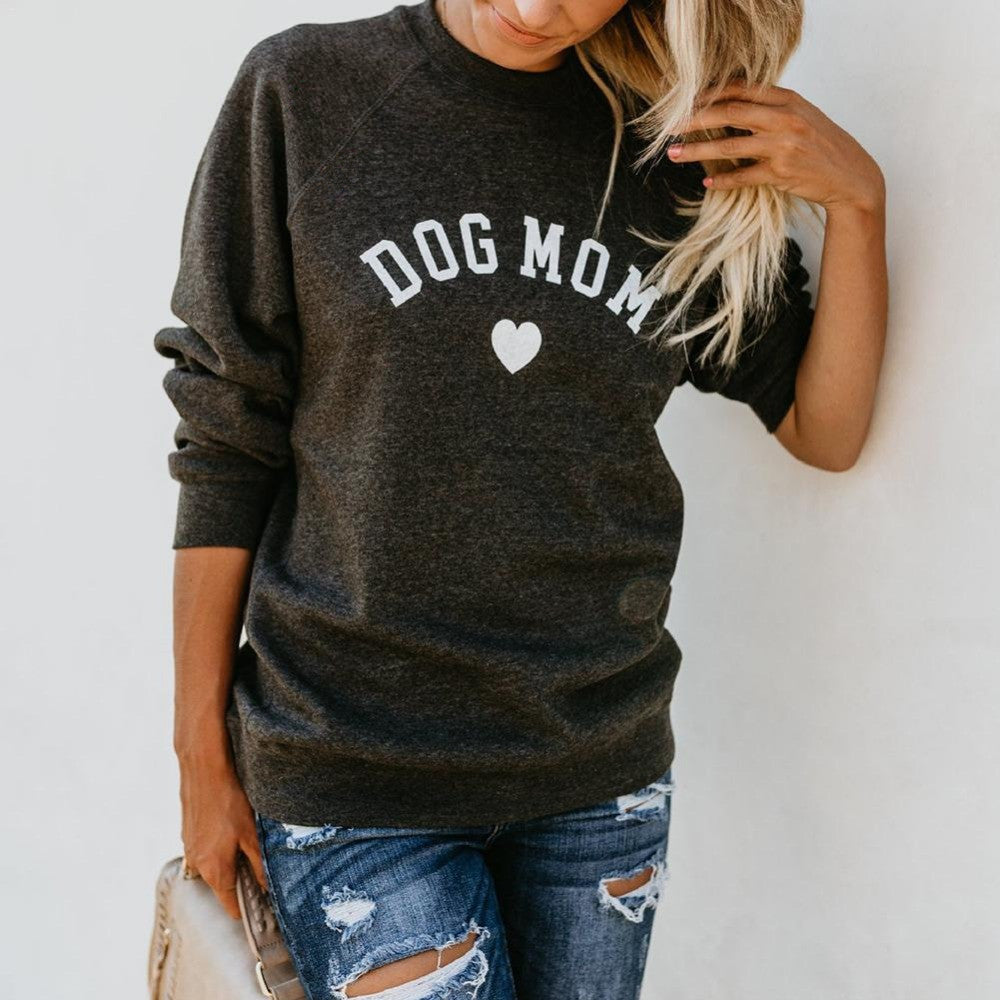 DOG MOM Letter Print Sweatshirt