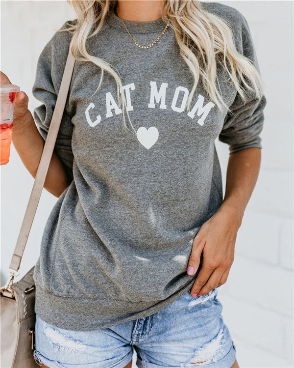DOG MOM Letter Print Sweatshirt