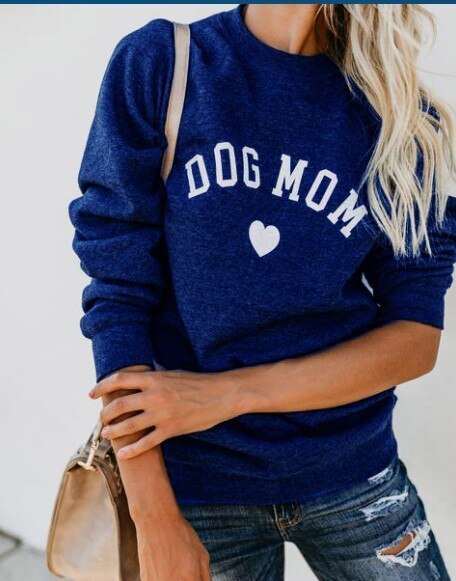 DOG MOM Letter Print Sweatshirt